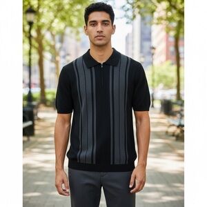 PO575 Mens Express Brand Trendy old money Zipper Polo Shirt XS